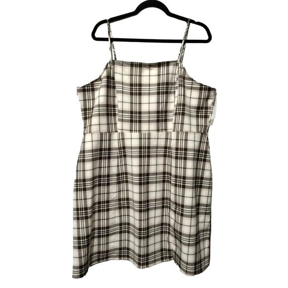 BP Plaid Adjustable Spaghetti Strap Dress With Front Split & Back Zip Size 2X - Picture 2 of 12